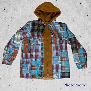 Multi colored light jacket XL buttons front pockets